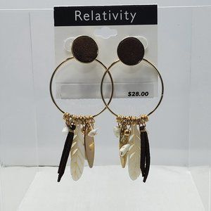 Relativity Gold tone Post Open Circle Charm Earrings